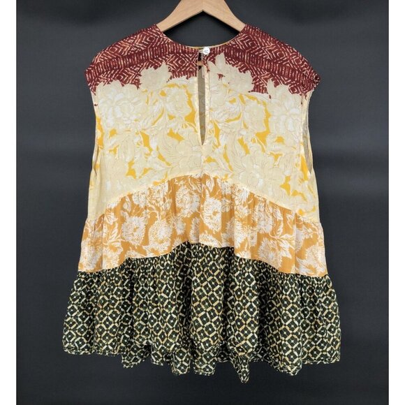 Free People Women's Gotta Have You Tunic Top XS Marigold Tiered Boho Oversized - Picture 2 of 8